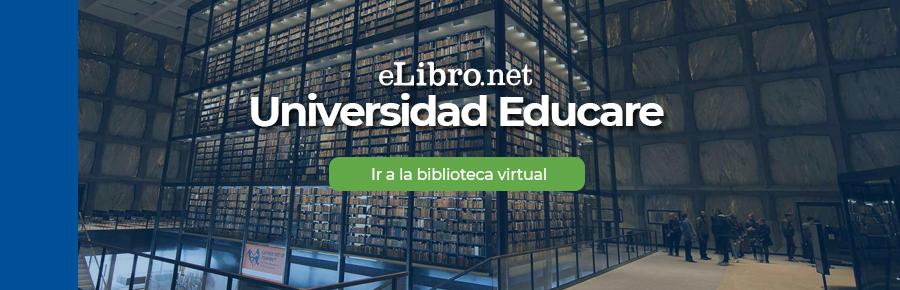 Imagen de una biblioteca que lleva a la url de Universidad Educare eLibro
